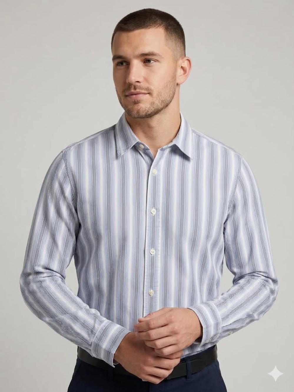Timberland Stratham Issue Blue Striped Mens Button Up Long Sleeve Shirt Large